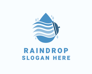 Water Drop Squeegee Cleaning logo design