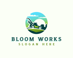 Lawn Mower Landscaping logo design