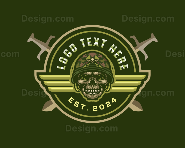 Skull Military Sword Logo