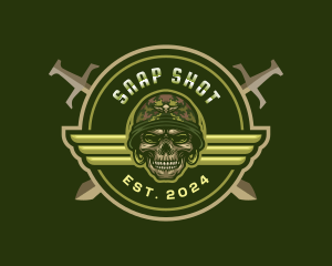 Skull Military Sword logo design