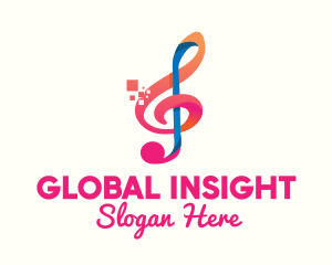 Colorful Digital Musical Note Logo