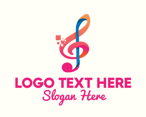 Orchestra - Colorful Digital Musical Note logo design