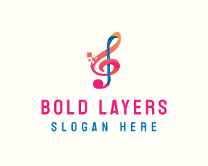 Colorful Digital Musical Note logo design