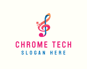 Colorful Digital Musical Note logo design