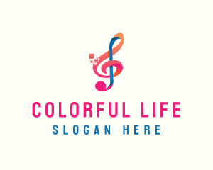 Colorful Digital Musical Note logo design