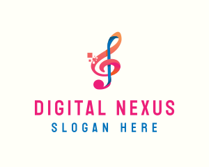 Colorful Digital Musical Note logo design