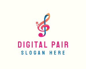 Colorful Digital Musical Note logo design