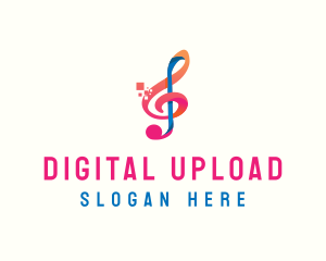 Colorful Digital Musical Note logo design