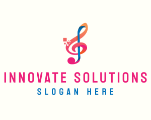 Colorful Digital Musical Note logo