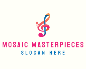 Colorful Digital Musical Note logo design