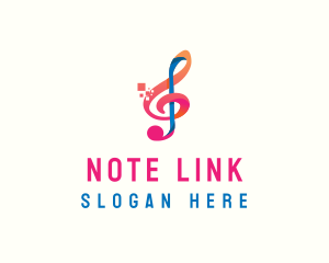 Colorful Digital Musical Note logo design