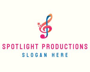 Colorful Digital Musical Note logo design