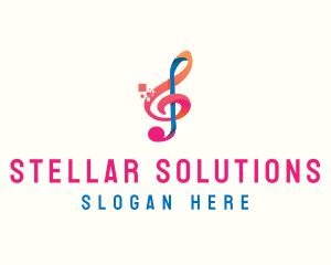 Colorful Digital Musical Note logo design