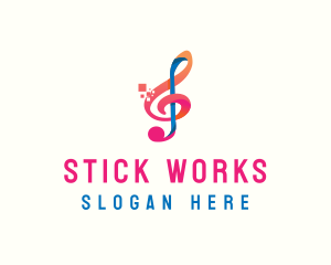 Colorful Digital Musical Note logo design