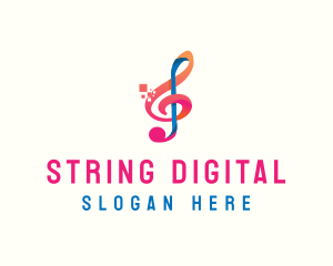 Colorful Digital Musical Note logo design