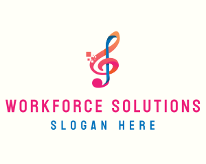 Colorful Digital Musical Note logo design