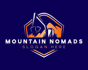 Construction Excavator Mountain logo design