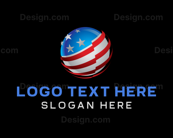 3D Sphere American Flag Logo