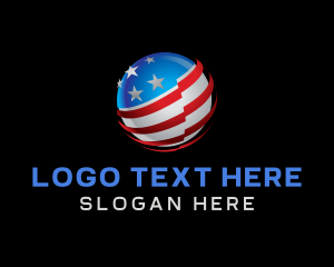 3D Sphere American Flag Logo