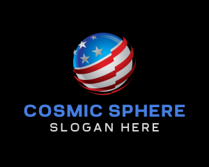 3D Sphere American Flag logo design