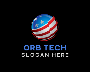 3D Sphere American Flag logo design