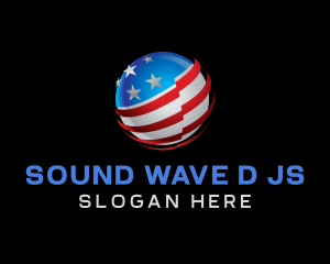 3D Sphere American Flag logo design