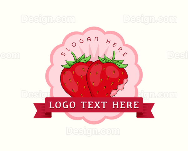 Fresh Strawberry Fruit Logo