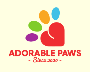 Colorful Community Heart Paw logo design