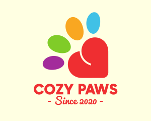 Colorful Community Heart Paw logo design