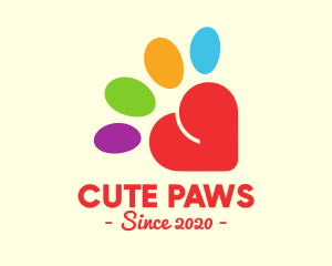 Colorful Community Heart Paw logo design