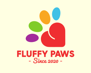 Colorful Community Heart Paw logo design