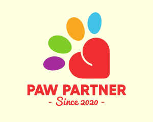 Colorful Community Heart Paw logo design