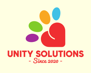 Colorful Community Heart Paw logo design