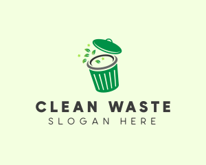 Trash Bin Nature Eco logo design