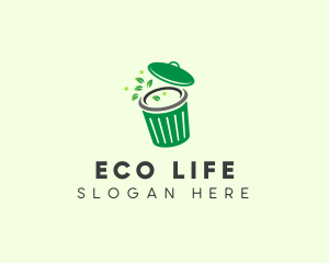 Trash Bin Nature Eco logo design