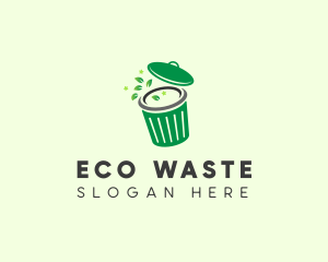 Trash Bin Nature Eco logo design