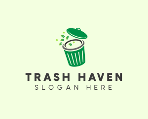 Trash Bin Nature Eco logo design