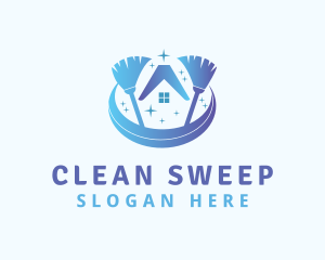 Gradient Broom Housekeeper logo design