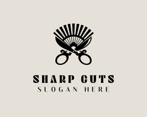 Barber Shears Fan logo design