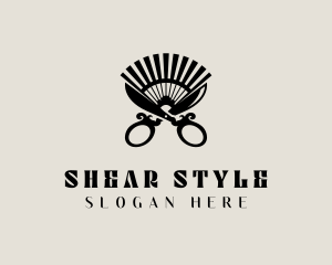 Barber Shears Fan logo design