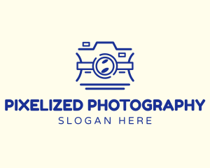 Minimalist Abstract Blue Camera  logo design