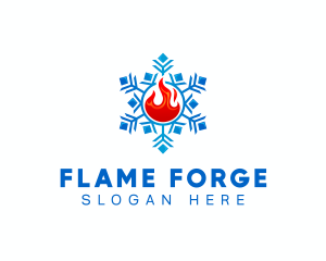 Hvac Snowflake Fire logo design