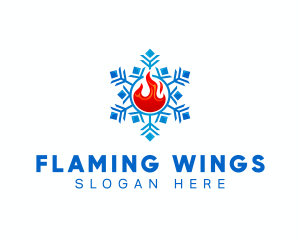 Hvac Snowflake Fire logo design