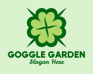 Green Lucky Clover  logo design