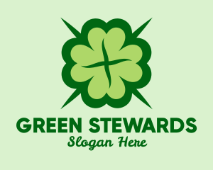 Green Lucky Clover  logo design