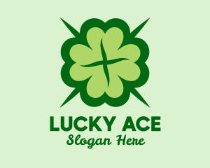 Green Lucky Clover  logo design