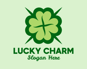 Green Lucky Clover  logo design