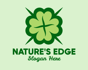 Green Lucky Clover  logo design