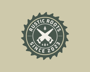 Rustic Lumberjack Saw logo design