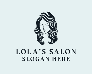 Wavy Hair Salon Lady  logo design